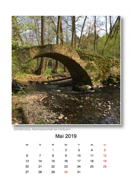 Vogtland Kalender 2019 - Monat Mai